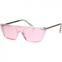 Shield Womens Flat Top Retro Cat Eye Shield Futurism Sunglasses - Clear Pink - CD18LMRWZ45 $12.12