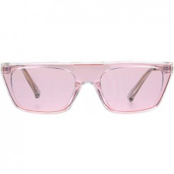 Shield Womens Flat Top Retro Cat Eye Shield Futurism Sunglasses - Clear Pink - CD18LMRWZ45 $12.12