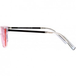 Shield Womens Flat Top Retro Cat Eye Shield Futurism Sunglasses - Clear Pink - CD18LMRWZ45 $12.12