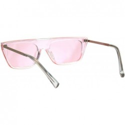 Shield Womens Flat Top Retro Cat Eye Shield Futurism Sunglasses - Clear Pink - CD18LMRWZ45 $12.12