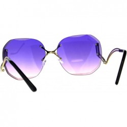 Oversized Gold Rimless Fashion Sunglasses Womens Designer Square Beveled Lens - Gold - C118GD56QDH $12.54