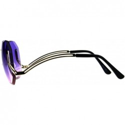 Oversized Gold Rimless Fashion Sunglasses Womens Designer Square Beveled Lens - Gold - C118GD56QDH $12.54