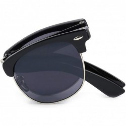 Wayfarer Polarized Modern Black Square Foldable Sunglasses with Case - C1 - CS18TKNCHGH $15.47