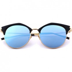 Sport Women Cat Eye Polarized Sunglasses Retro Style Shades UV400 Protection S6503 - Black&blue - CW18DKSDQW2 $11.18