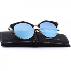 Sport Women Cat Eye Polarized Sunglasses Retro Style Shades UV400 Protection S6503 - Black&blue - CW18DKSDQW2 $11.18
