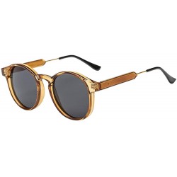 Goggle Small Round Sunglasses UV400 for Women Men Vintage Fashion Eyewear - Gold - Grey - CV18RRY45R3 $16.02