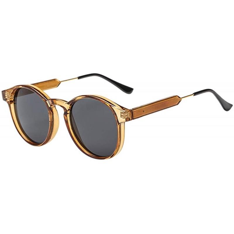 Goggle Small Round Sunglasses UV400 for Women Men Vintage Fashion Eyewear - Gold - Grey - CV18RRY45R3 $7.90