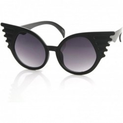 Round Designer Inspired Fashion Eccentric Unique Round Circle Winged Sunglasses - Black - CI119FMDBGL $8.02