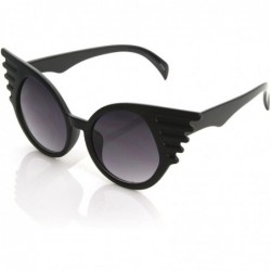 Round Designer Inspired Fashion Eccentric Unique Round Circle Winged Sunglasses - Black - CI119FMDBGL $8.02