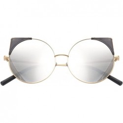 Round Women Oversized Cat Eye Sunglasses Eyewear - Gold Frame/Silver Mirrored Lens 50754 - CS18CRSQU4W $7.69