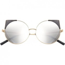 Round Women Oversized Cat Eye Sunglasses Eyewear - Gold Frame/Silver Mirrored Lens 50754 - CS18CRSQU4W $18.27