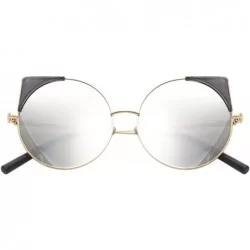 Round Women Oversized Cat Eye Sunglasses Eyewear - Gold Frame/Silver Mirrored Lens 50754 - CS18CRSQU4W $18.27