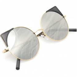 Round Women Oversized Cat Eye Sunglasses Eyewear - Gold Frame/Silver Mirrored Lens 50754 - CS18CRSQU4W $7.69