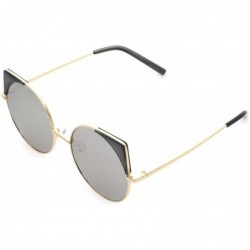 Round Women Oversized Cat Eye Sunglasses Eyewear - Gold Frame/Silver Mirrored Lens 50754 - CS18CRSQU4W $7.69