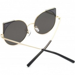 Round Women Oversized Cat Eye Sunglasses Eyewear - Gold Frame/Silver Mirrored Lens 50754 - CS18CRSQU4W $7.69