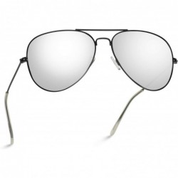 Oversized Premium Classic Fashion Design Polarized Lens Aviator Sunglasses - Black Frame / Mirror Silver Lens - CE182OOSU6R $...