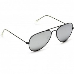 Oversized Premium Classic Fashion Design Polarized Lens Aviator Sunglasses - Black Frame / Mirror Silver Lens - CE182OOSU6R $...