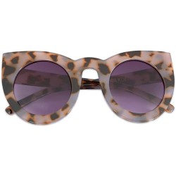 Round The Famous Cat Eye Round Sunglasses - Violet Cheetah / Deep Blue Gradient - CK189WQYXU0 $12.92