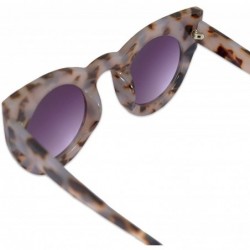 Round The Famous Cat Eye Round Sunglasses - Violet Cheetah / Deep Blue Gradient - CK189WQYXU0 $12.92