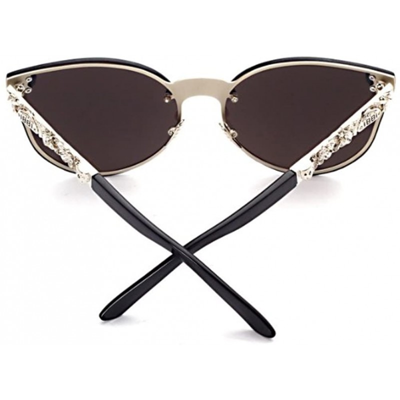 Oval Man and woman Metal sunglasses Oval glasses - C4 - CG18D24YU8L $10.82
