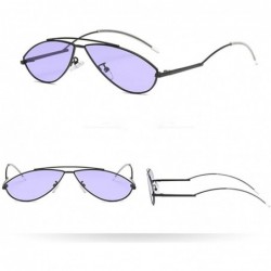 Oval Womens Sunglasses - Vintage Cat Eye Irregular Oval Sun Glasses Metal Frame - B - CN18DTS9KEC $9.59
