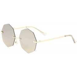 Rimless Rimless Metal Wire Frame Octagon Flat Lenses Sunglasses - Gold Frame - CS18WGC92EW $19.43