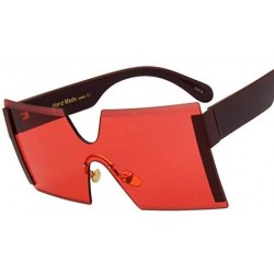 Rectangular Oversized Rimless Sunglasses Women Red Yellow Square Sun Glasses For Women Men Vintage Shades - 5 - C018Y5E0S7M $...