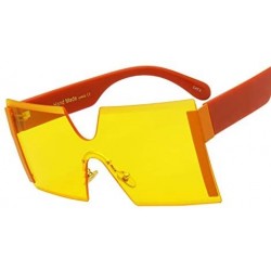 Rectangular Oversized Rimless Sunglasses Women Red Yellow Square Sun Glasses For Women Men Vintage Shades - 5 - C018Y5E0S7M $...