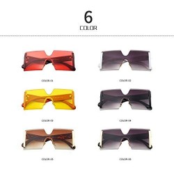 Rectangular Oversized Rimless Sunglasses Women Red Yellow Square Sun Glasses For Women Men Vintage Shades - 5 - C018Y5E0S7M $...