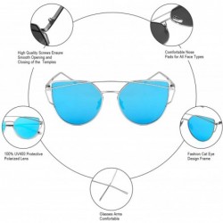 Oversized Womens Fashion Cateye Sunglasses - Polarized Eyewear for Driving Fishing - 100% UV400 Protection - Z Blue - CE19C72...