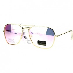 Square Air Force Square Aviator Sunglasses Thin Light Weight Gold Metal Mirror Lens - Gold - CH186CMT8DL $11.50