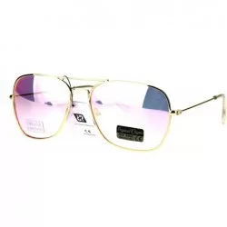 Square Air Force Square Aviator Sunglasses Thin Light Weight Gold Metal Mirror Lens - Gold - CH186CMT8DL $20.33
