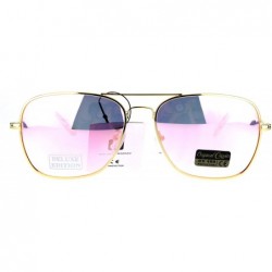 Square Air Force Square Aviator Sunglasses Thin Light Weight Gold Metal Mirror Lens - Gold - CH186CMT8DL $11.50