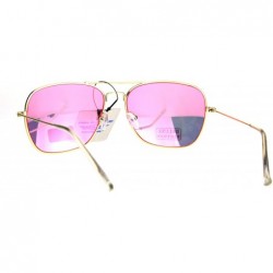 Square Air Force Square Aviator Sunglasses Thin Light Weight Gold Metal Mirror Lens - Gold - CH186CMT8DL $11.50