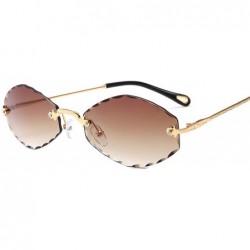 Oval Sunglasses Sunglasses for Women Frameless Oval - Brown - CE18TTU7YSU $21.12