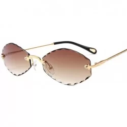 Oval Sunglasses Sunglasses for Women Frameless Oval - Brown - CE18TTU7YSU $40.08