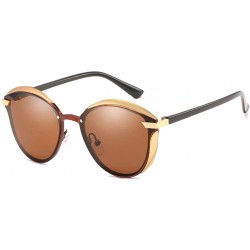 Oval Polarized Cat Eye Sunglasses-Thicken Round Goggle-Vintage Classic Sun Glasses - B - CV190OCLWX5 $65.25