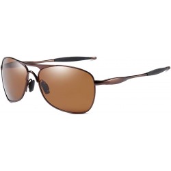 Wrap Aviator Polarized Sunglasses Square Metal Frame UV400 Protection Lens for Men and Women - Brown / Brown - CR18SWGKC73 $3...