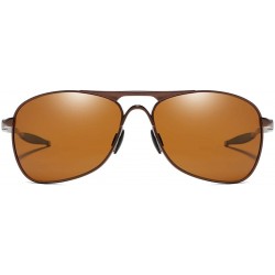 Wrap Aviator Polarized Sunglasses Square Metal Frame UV400 Protection Lens for Men and Women - Brown / Brown - CR18SWGKC73 $1...