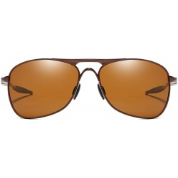 Wrap Aviator Polarized Sunglasses Square Metal Frame UV400 Protection Lens for Men and Women - Brown / Brown - CR18SWGKC73 $1...