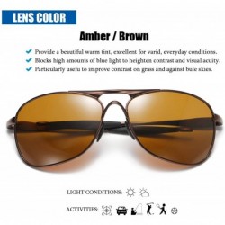 Wrap Aviator Polarized Sunglasses Square Metal Frame UV400 Protection Lens for Men and Women - Brown / Brown - CR18SWGKC73 $1...