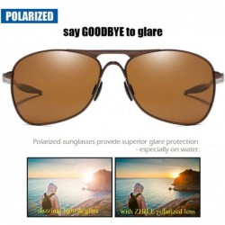 Wrap Aviator Polarized Sunglasses Square Metal Frame UV400 Protection Lens for Men and Women - Brown / Brown - CR18SWGKC73 $1...