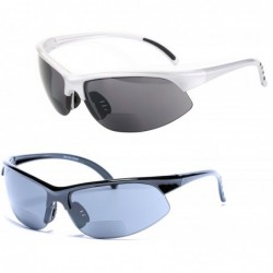 Sport Bifocal Reading Sunglasses Outdoor Readers - Black/Silver - C818CSATAME $37.79