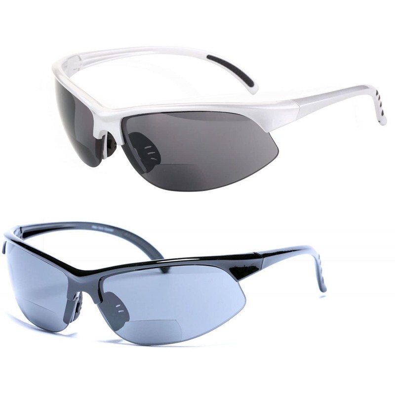 Sport Bifocal Reading Sunglasses Outdoor Readers - Black/Silver - C818CSATAME $17.36