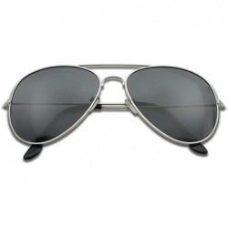 Oval 53mm Polarized Aviator Sunglasses Oversize Unisex Classic Eyeglasses - Silver - Smoke Lens - CP187IY4G7E $20.83