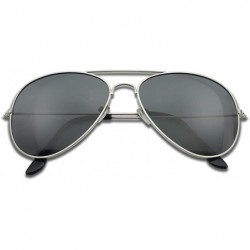 Oval 53mm Polarized Aviator Sunglasses Oversize Unisex Classic Eyeglasses - Silver - Smoke Lens - CP187IY4G7E $10.42