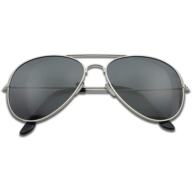 Oval 53mm Polarized Aviator Sunglasses Oversize Unisex Classic Eyeglasses - Silver - Smoke Lens - CP187IY4G7E $10.42