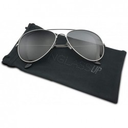 Oval 53mm Polarized Aviator Sunglasses Oversize Unisex Classic Eyeglasses - Silver - Smoke Lens - CP187IY4G7E $10.42