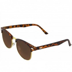 Rimless Premium Half Frame Horn Rimmed Sunglasses Metal Rivets - Tortoise - CZ12KZ9LJYX $11.75