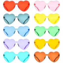 Cat Eye One Piece Rimless Sunglasses Transparent Candy Color Tinted Eyewear - 10 Pack - C518TSNKEAH $48.78